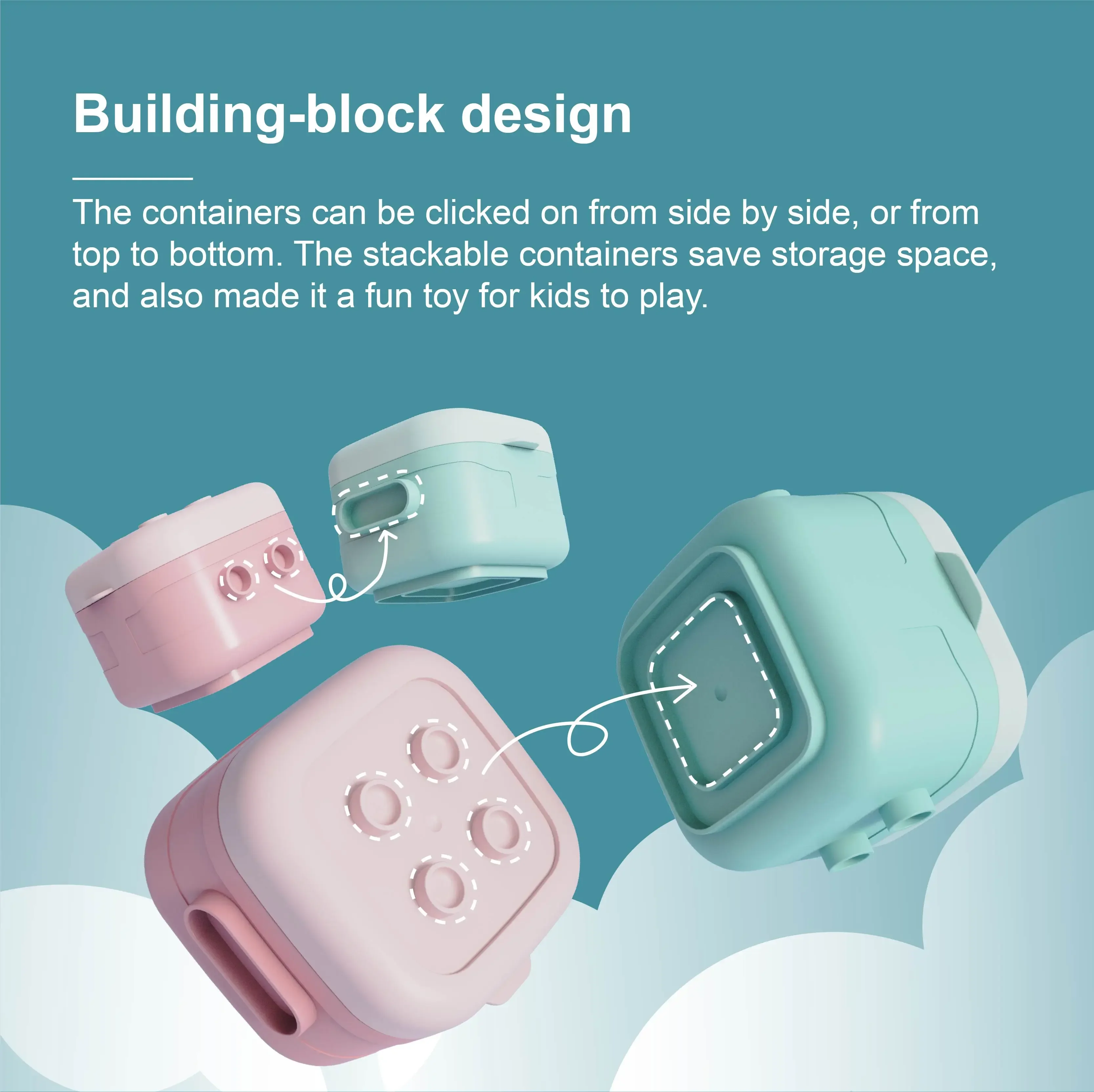 Wholesale Food Grade PP Plastic Building block design Baby Gifts Baby snack Food Storage Container