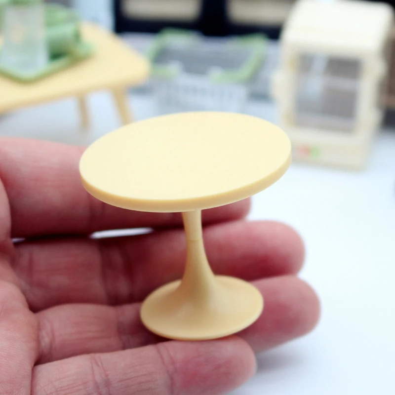 Poppenhuis DIY Mini Ronde Tafel Micro Scène Model Slaapkamer Familie Speelgoed Pop Meisje Cadeau Poppenhuis Miniatuur Meubelaccessoires