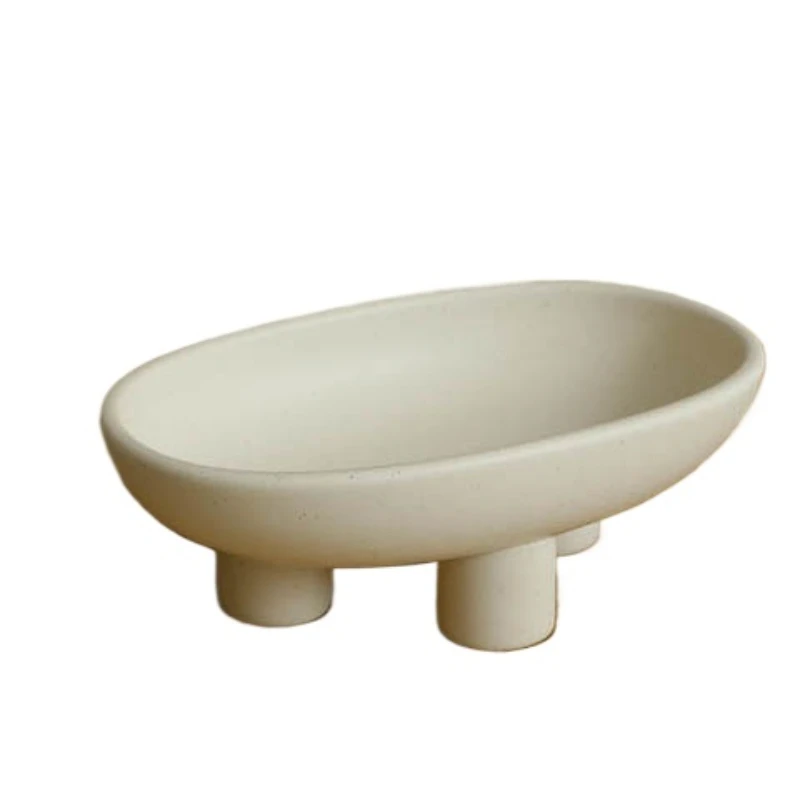 

Three-Legs Ceramic Fruit Bowl for Kitchen Counter, Decorative Bowl for Table Décor, Oval Large Bowls for Breads&candy