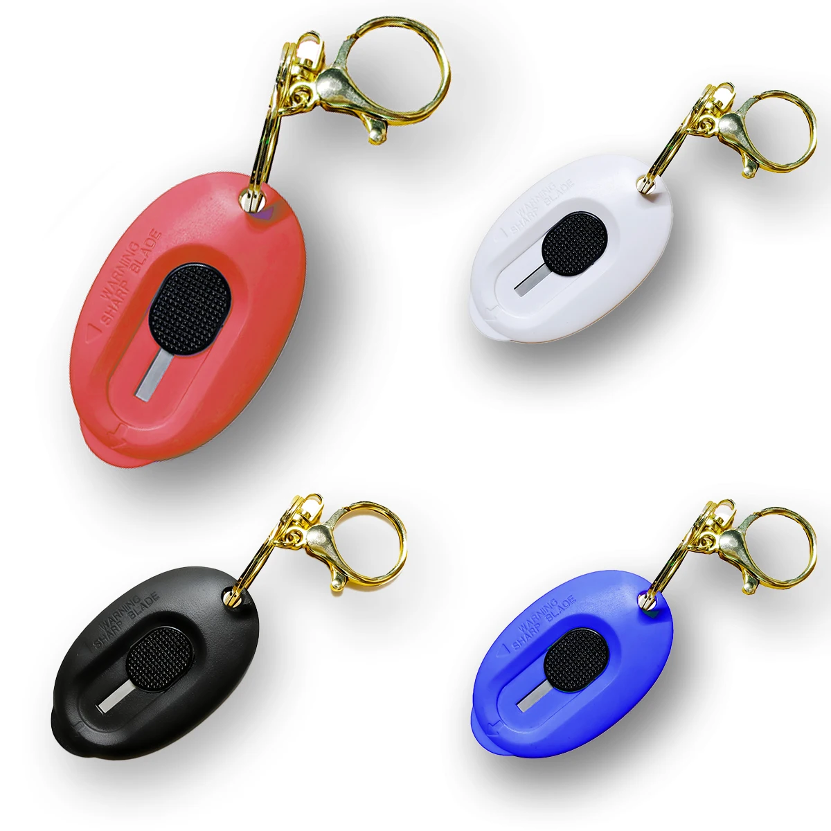 سكين صغير مع سلسلة مفاتيح - قاطع أمان قابل للسحب تلقائيًا بـ 4 ألوان للفتح اليومي وصياغة-فولاذ كربوني حاد #6