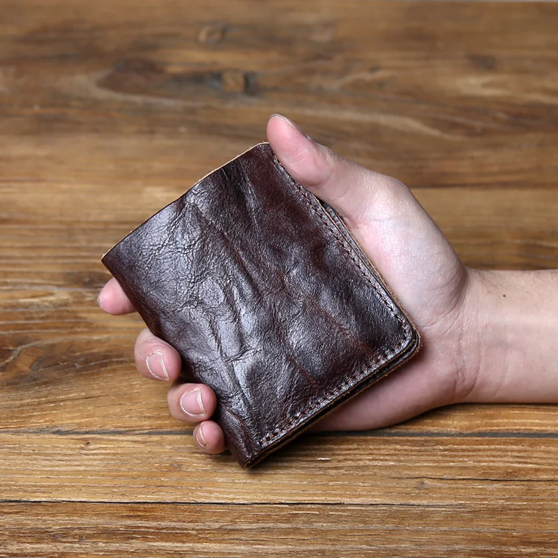

Винтажный мужской кошелек из натуральной кожи, кошелек унисекс, женский складной чехол для карт из воловьей кожи, зажим для денег для кредитных карт