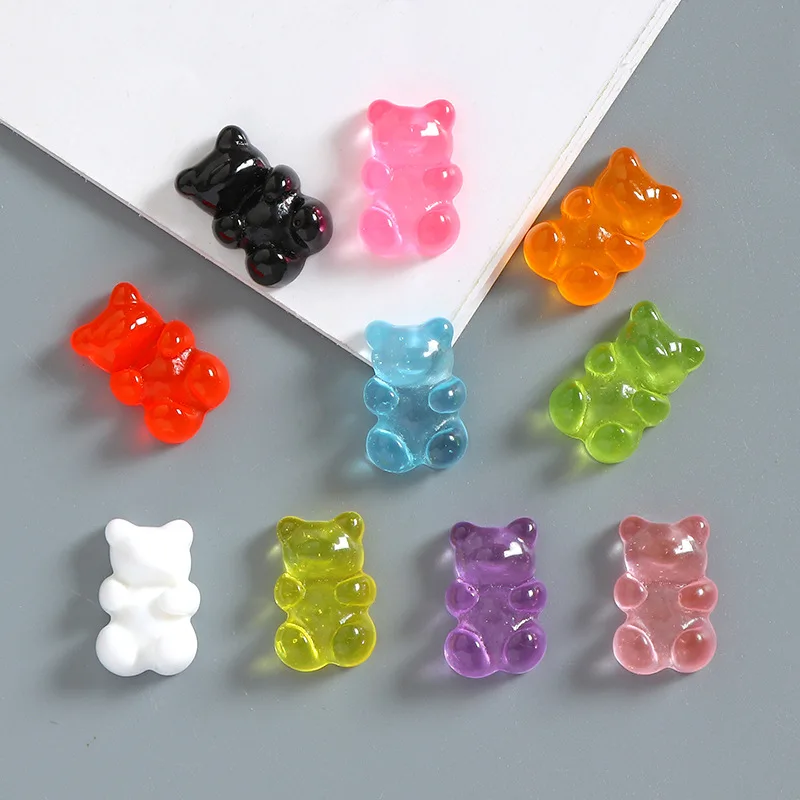 DW18 50pcs 13mm Vitality Cartoon Transparent Gummy Bear Acrylic Beads Jewelry Making DIY Necklace Bracelet Earring Christmas