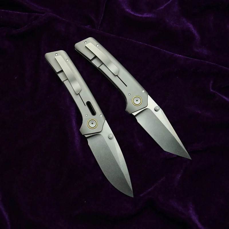 LEMIFSHE personalizado nueva hoja Real D2 mango de titanio rodamientos de cerámica herramienta EDC de bolsillo cuchillo plegable para acampar al aire libre