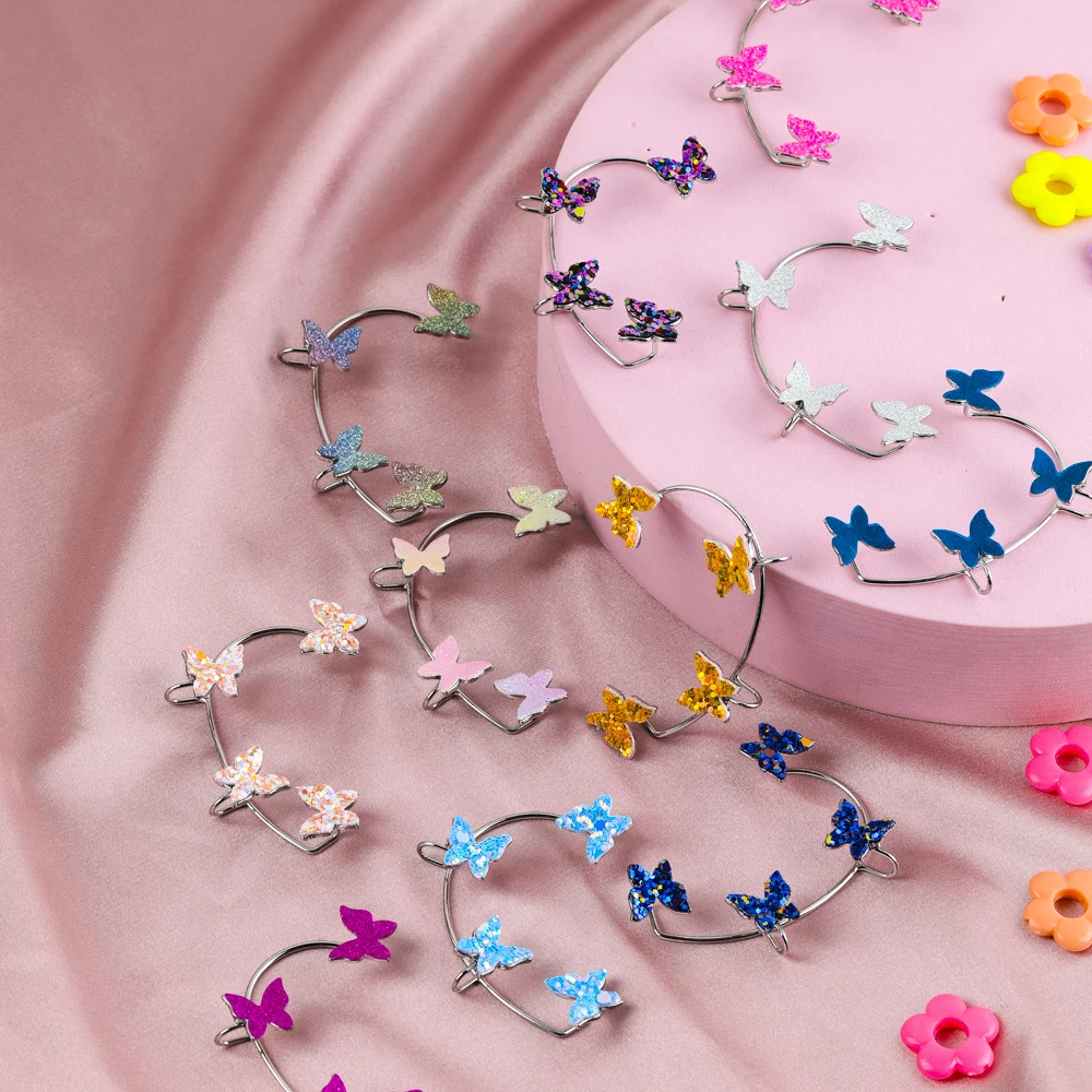 Multi-color Fashion Sweet Sparkling Butterfly Ear Cuff Earrings for Women Non Piercing Ear Clip Ear-hook Earring Party Jewelry