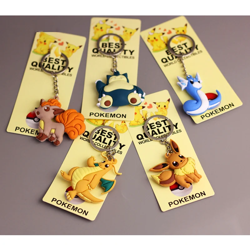 Pokemon Keychain Anime Figure Pikachu Snorlax Anime Fashion Bag Keyring Pendant Accessories Kids Birthday Christmas Gifts