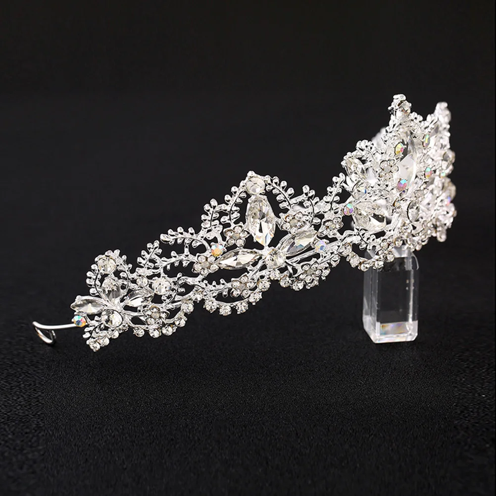 

Baroque Rhinestones Tiara Silver Wedding Bridal Crown Elegant Women Tiara Hair Jewelry Accessories for Brides Engagement Party