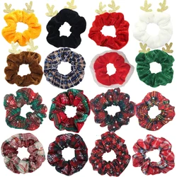 6pcs/lot Party Decoration Fabric Elastic Scrunchy Hair Bands Scrunchies Accessories Headwear For Christmas Santa Red Elk Velvet