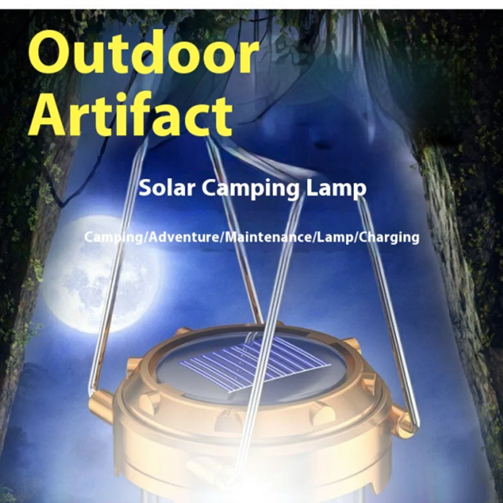 Luz LED para acampar, caballo Solar, recargable por USB, portátil, ligero, plegable, luz de emergencia para exteriores, senderismo, Flash anturacano