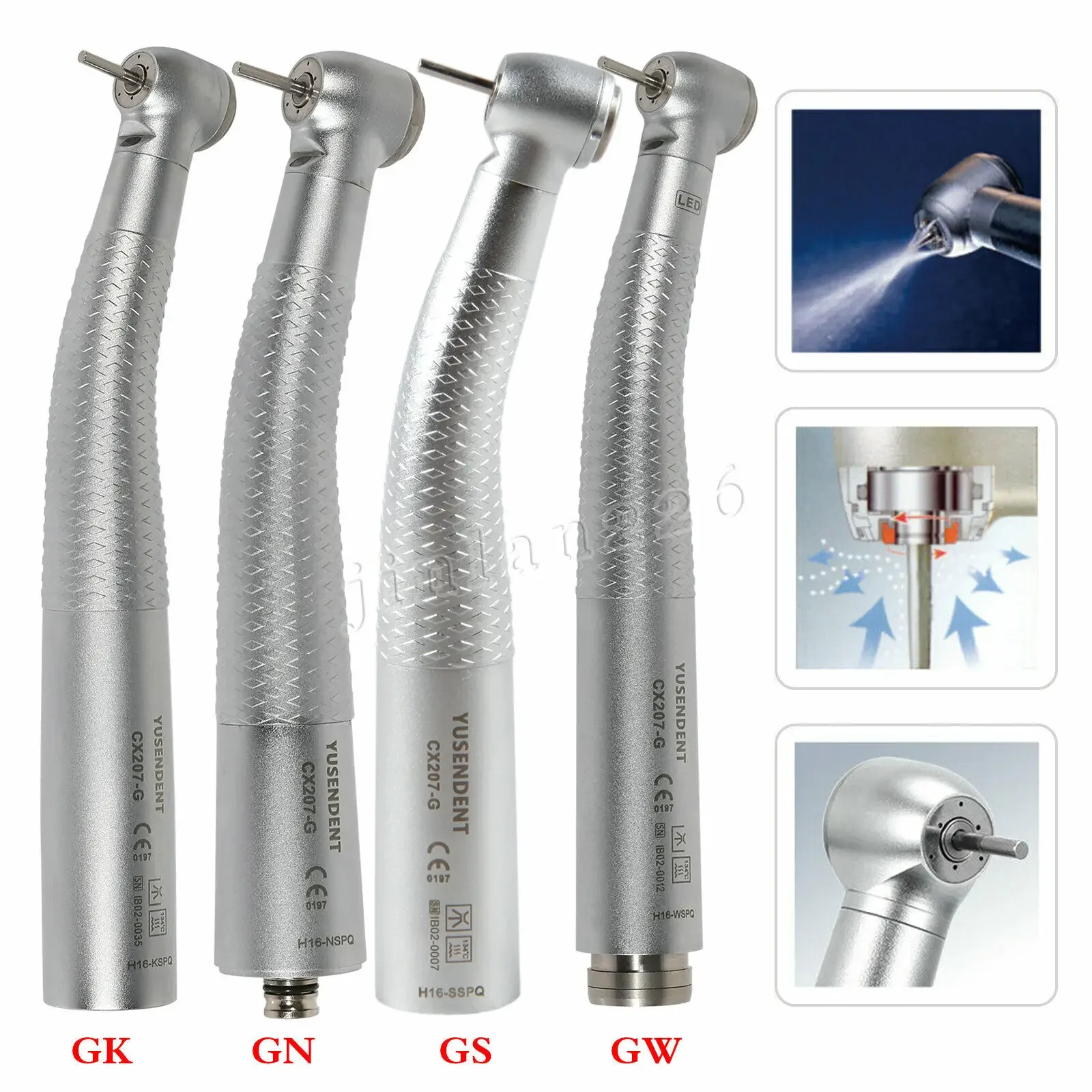 COXO Dental High Speed Fiber Optic LED Light Handpiece Push Button Turbine Fit Sirona NSK KAVO