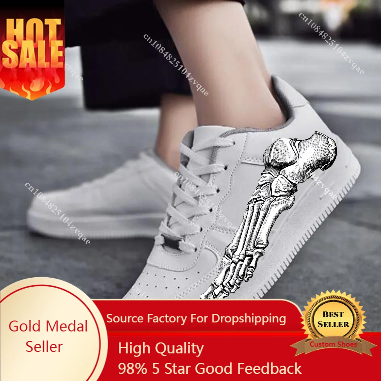 

Skeleton Feet AF Basketball Mens Womens Sports Running High Quality Flats Force Sneakers Lace Up Mesh Customized Made Shoe DIY