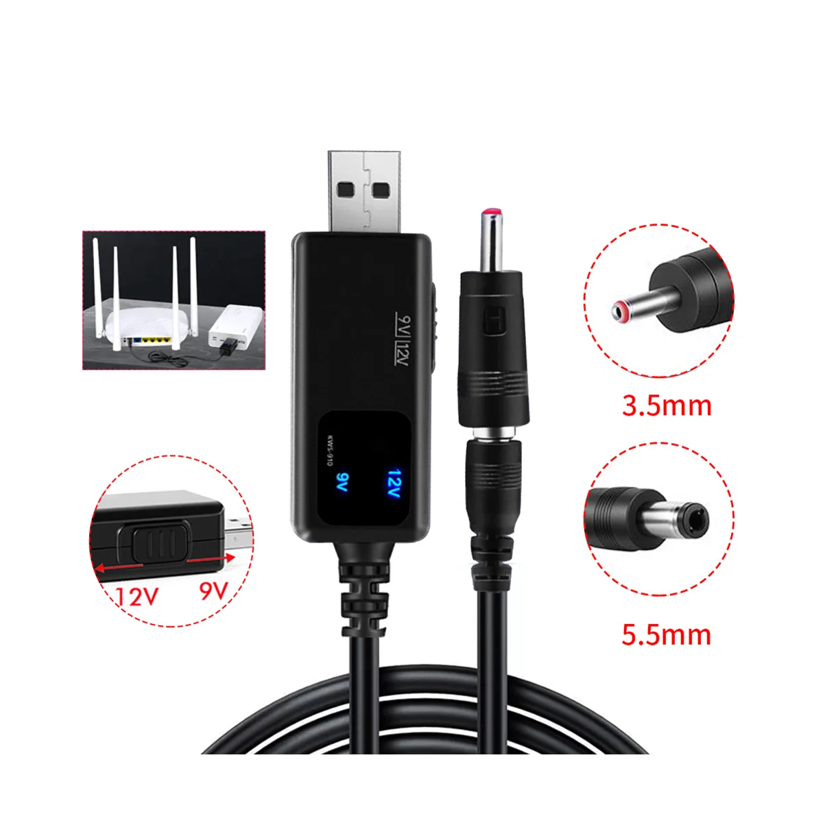 10 Stück USB DC 12V 9V Stromkabel für Routen ladung WLAN-Adapter Draht USB-Boost-Modul Konverter über Power bank USB-Adapter