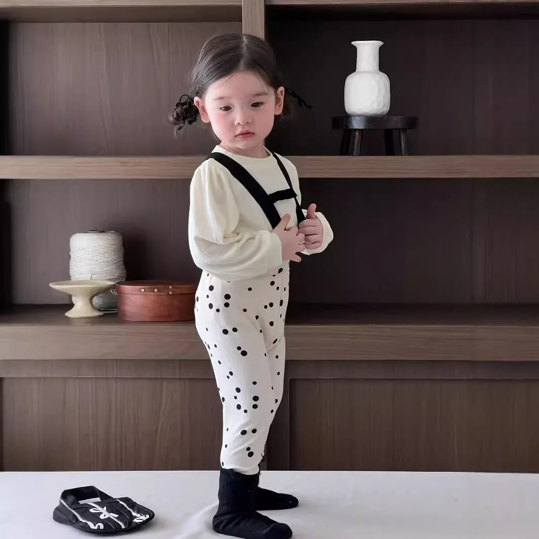 Bottom Shirt Strap Pants Baby Shirts Base Layer Clothes Autumn New Children Set 2025 Edition Korean Child Cute Clothing Girls