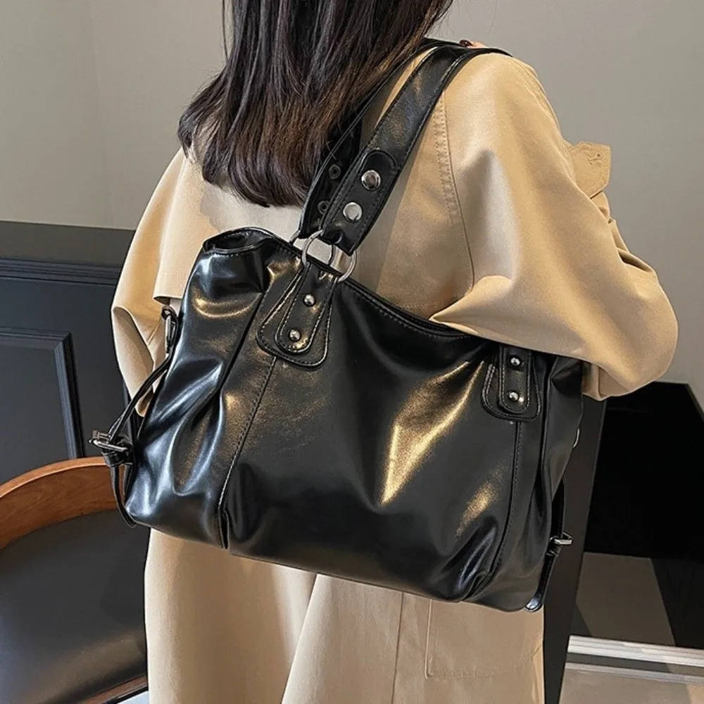 

Новая большая сумка через плечо из мягкой искусственной кожи, многофункциональная однотонная сумка-тоут, женская сумка через плечо