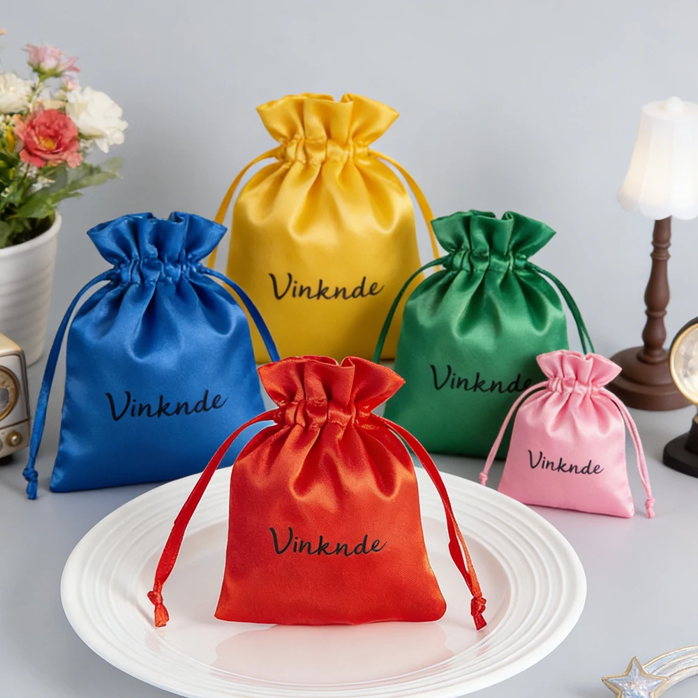 

200Pack 8x10cm Silk Jewelry Bags Custom Logo Travel Organizer Ring Earring Stud Satin Pouch Wedding Favors Packaging Drawstring