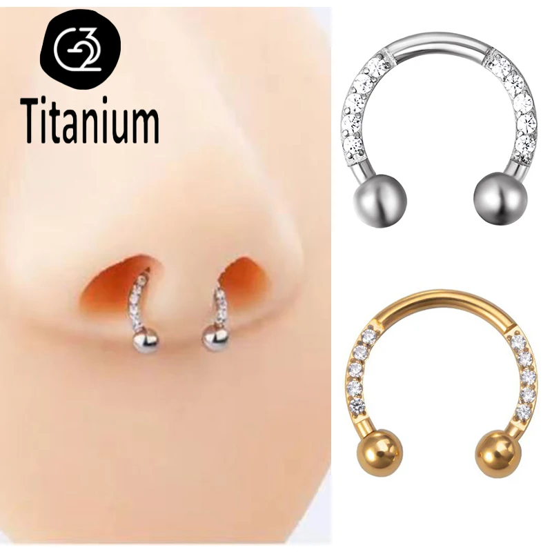 

ASTM F136 G23 Titanium Nose Rings Septum Earrings Horseshoe Hoop Piercing Septum Helix Cartilage Body Jewelry Labret Nariz C Rod