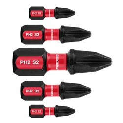 Geinxurn 1 Inches #2 Phillips Impact Screwdriver Bit , S2 Alloy Steel PH2 Power Screwdriver Bit Set