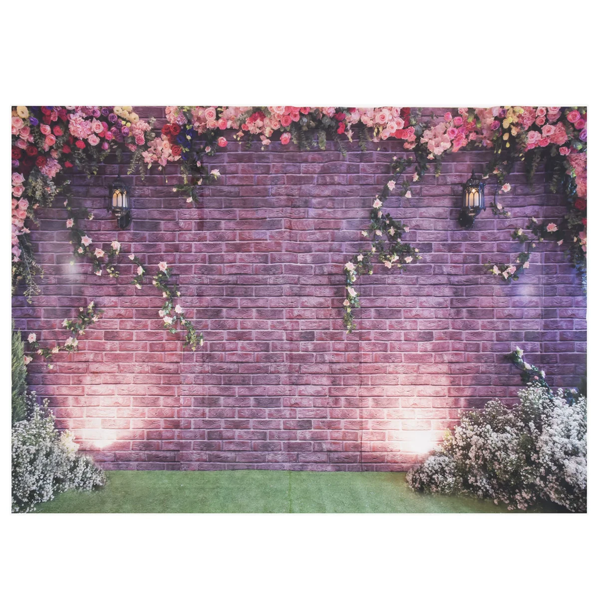 7x5ft Flowers Wall Photography Backdrops Brick Backdrop Spring Stuido Background