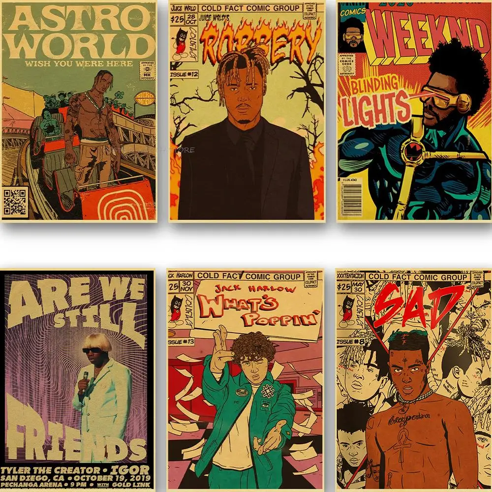 

Настенный плакат из аниме граффити певица, абстрактная роспись, Современный домашний декор, картина из крафт-бумаги, картина, украшение комнаты