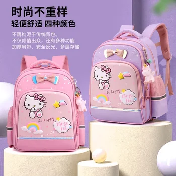 Sanrio New Hello Kitty Student Schoolbag Cute Cartoon Large Capacity Children Lekki plecak na podwójne ramię