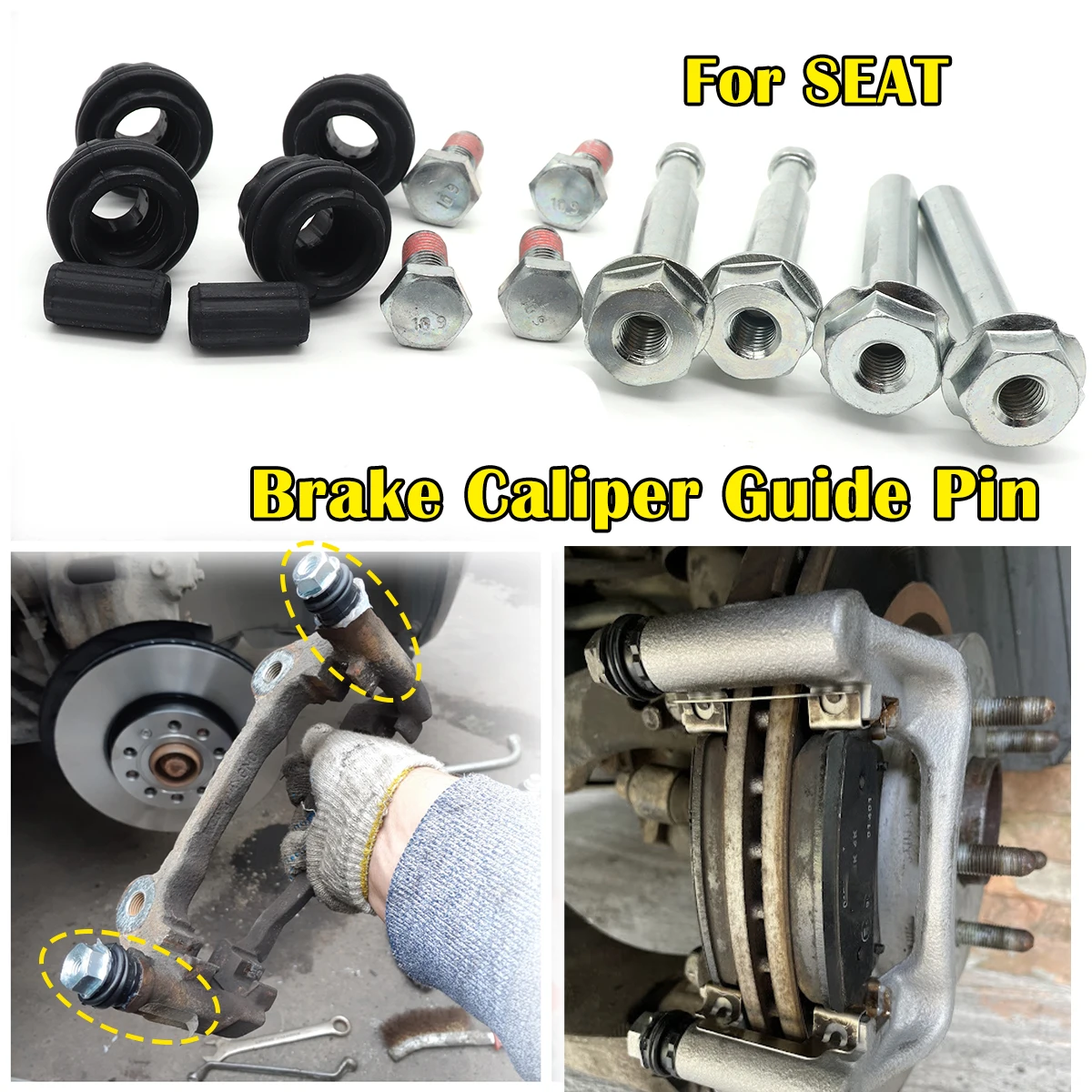 14pcs For Benz E-CLASS W213 S213 A238 C238 Brake Caliper Cylinder Slider Guide Pin For Disc Housing Bolts Bushing Boot Seal Kit