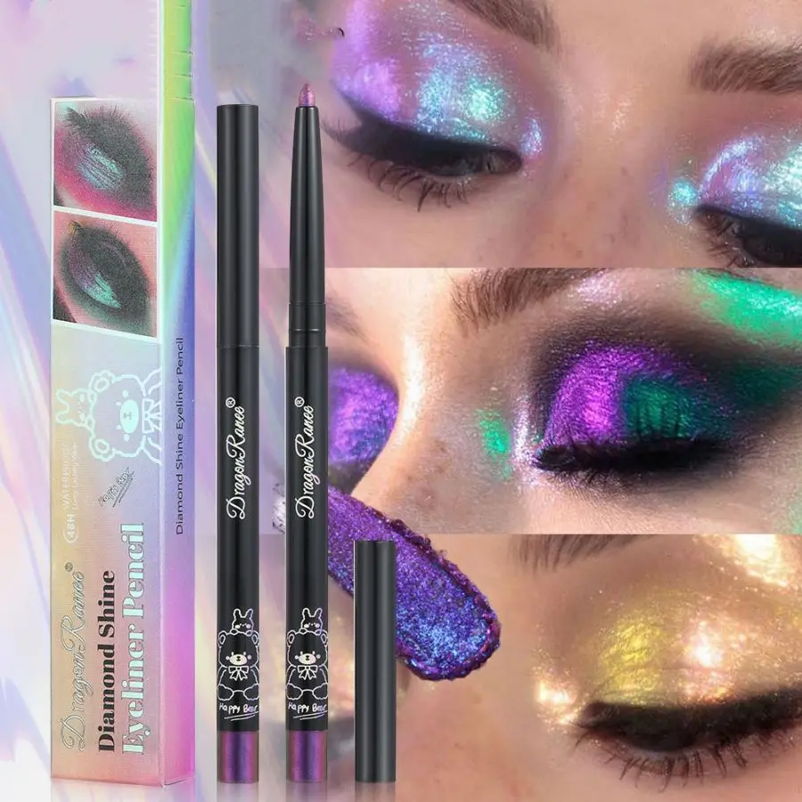 Lápiz delineador de ojos camaleón, lápiz de sombra de ojos de color polarizado, lápiz de maquillaje metálico para festivales, lápiz delineador de ojos incoloro