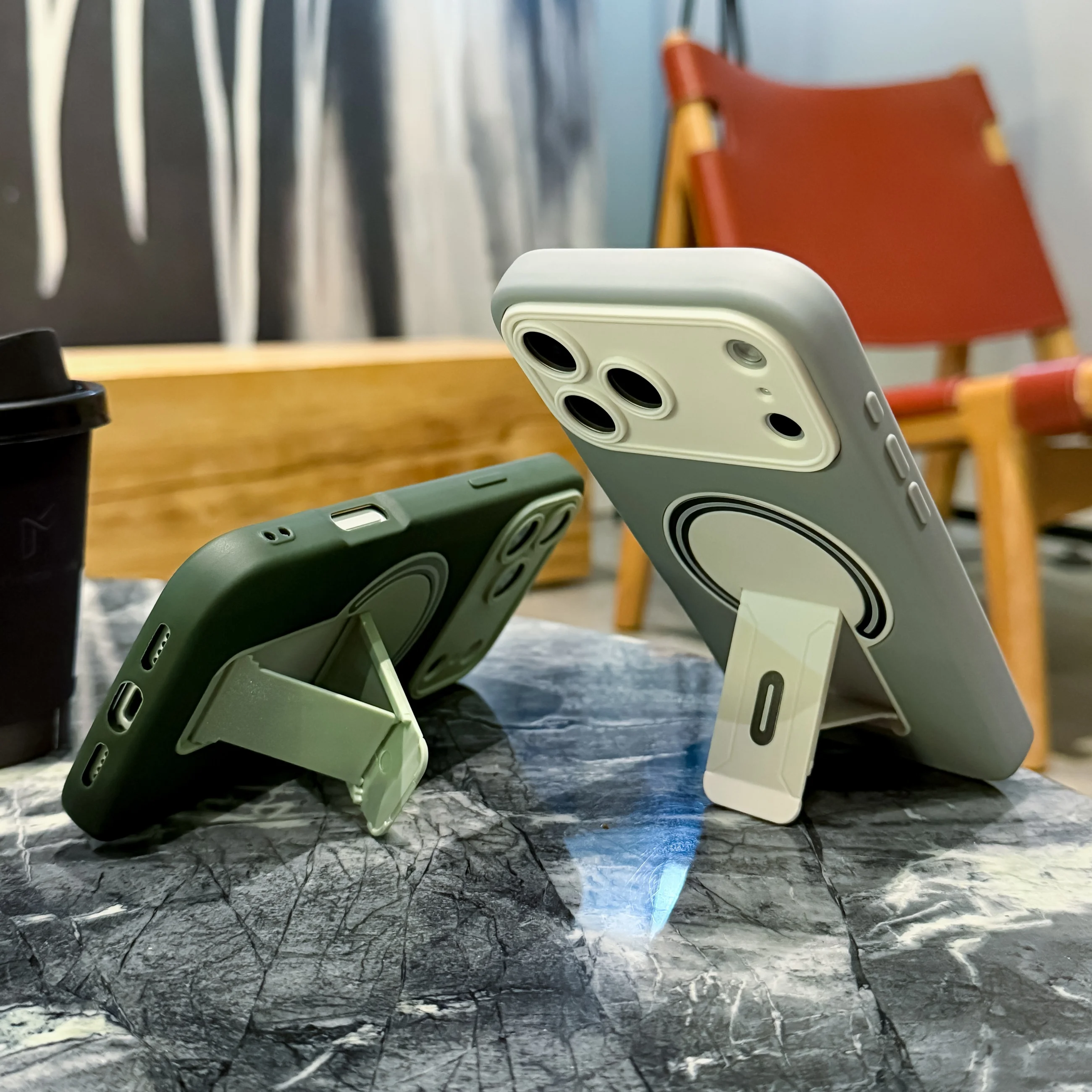 Luxury Fold Stand Holder Shockproof Matte Case For iPhone 17 16 14 15 Plus 13 12 11 Pro Max For Magsafe Wireless Charge Cover - view 5