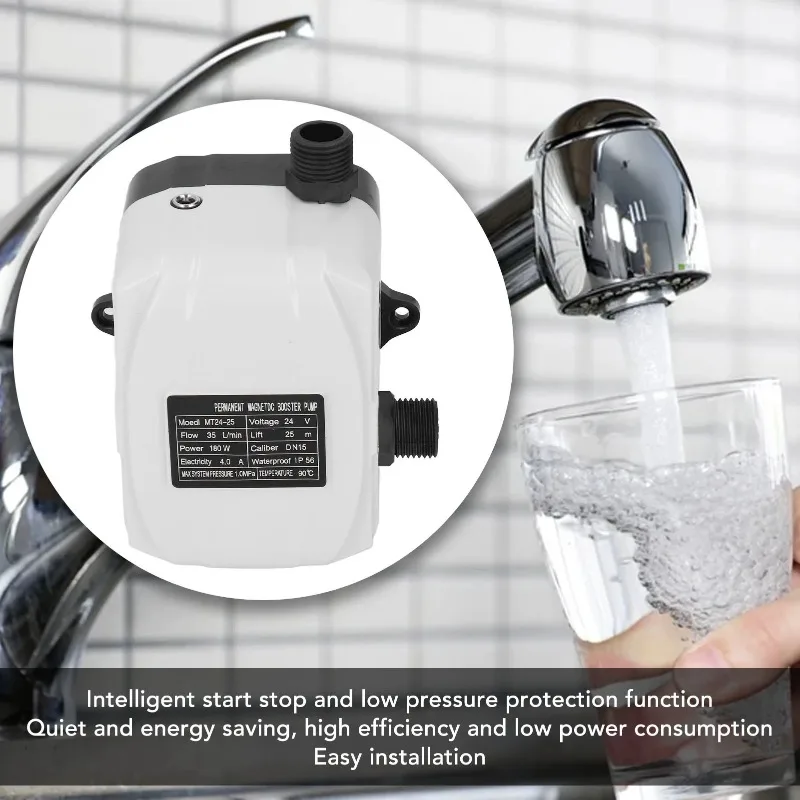 DC24V AC100‑240V Water Booster Pump Automatic Booster Pump Booster Pump Water Pressure High  180W for Kitchen Sink Shower