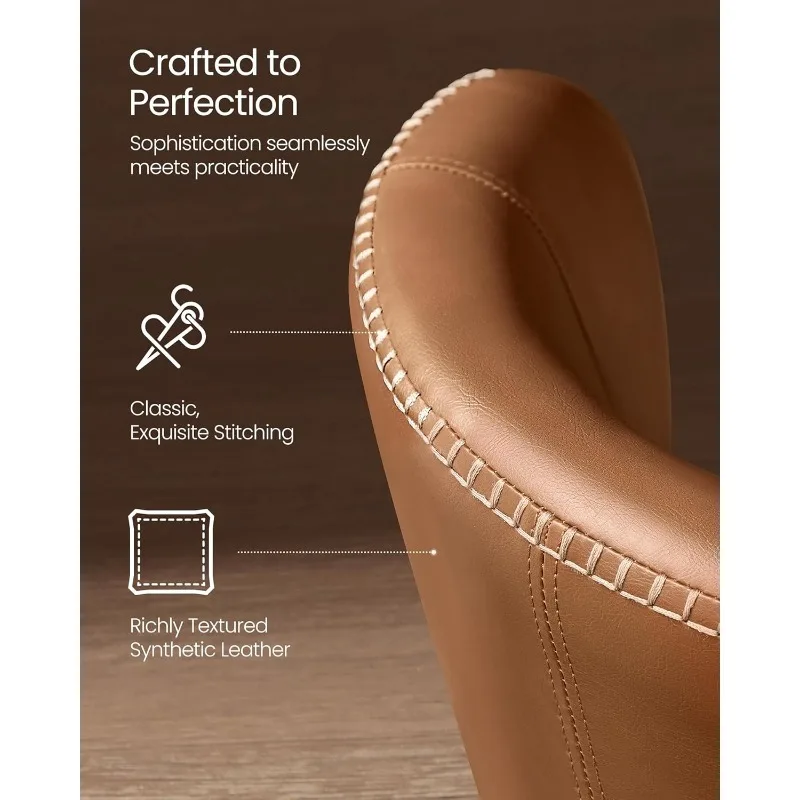 مجموعة EKHO - مجموعة كراسي تناول الطعام مكونة من 4 قطع، كراسي مطبخ منجدة، مقعد مريح، جلد صناعي مع خياطة