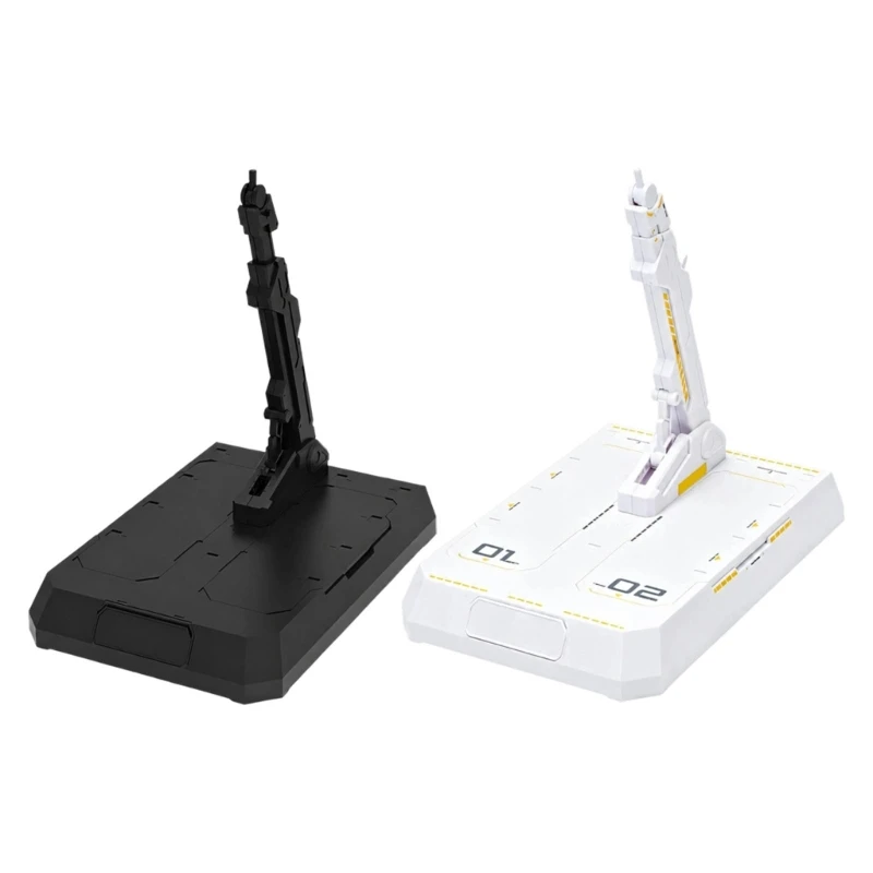 Hobby Display Stand Base for Model with Wide Plastic Storage Platform and Articulated Arm for Painting, Staging, and Action