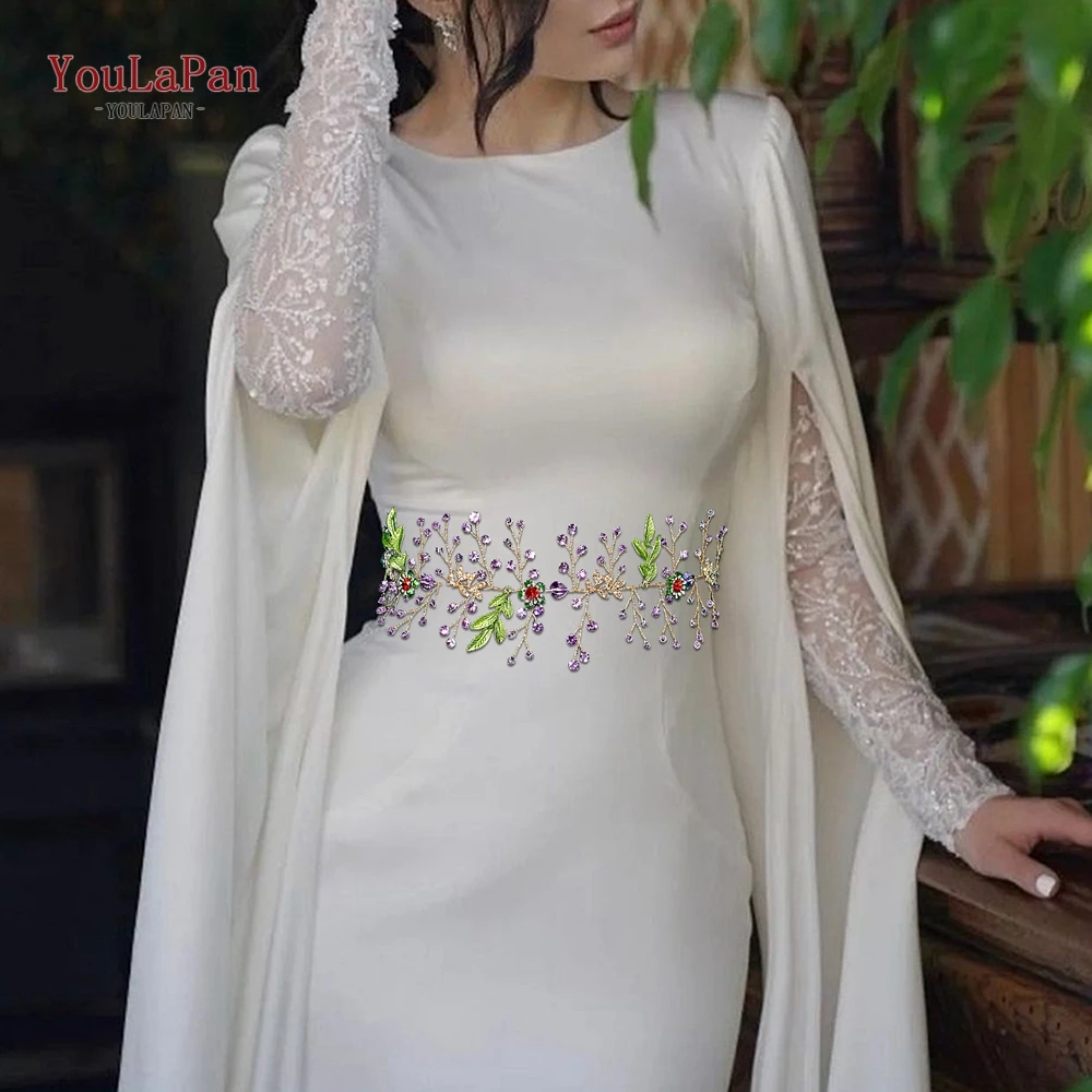 

YouLaPan Rhinestone Wedding Bride Dress Belt Women Banquet Party Gown Waist Accessories Rhinestone Belt Dancing Party Belt SH859