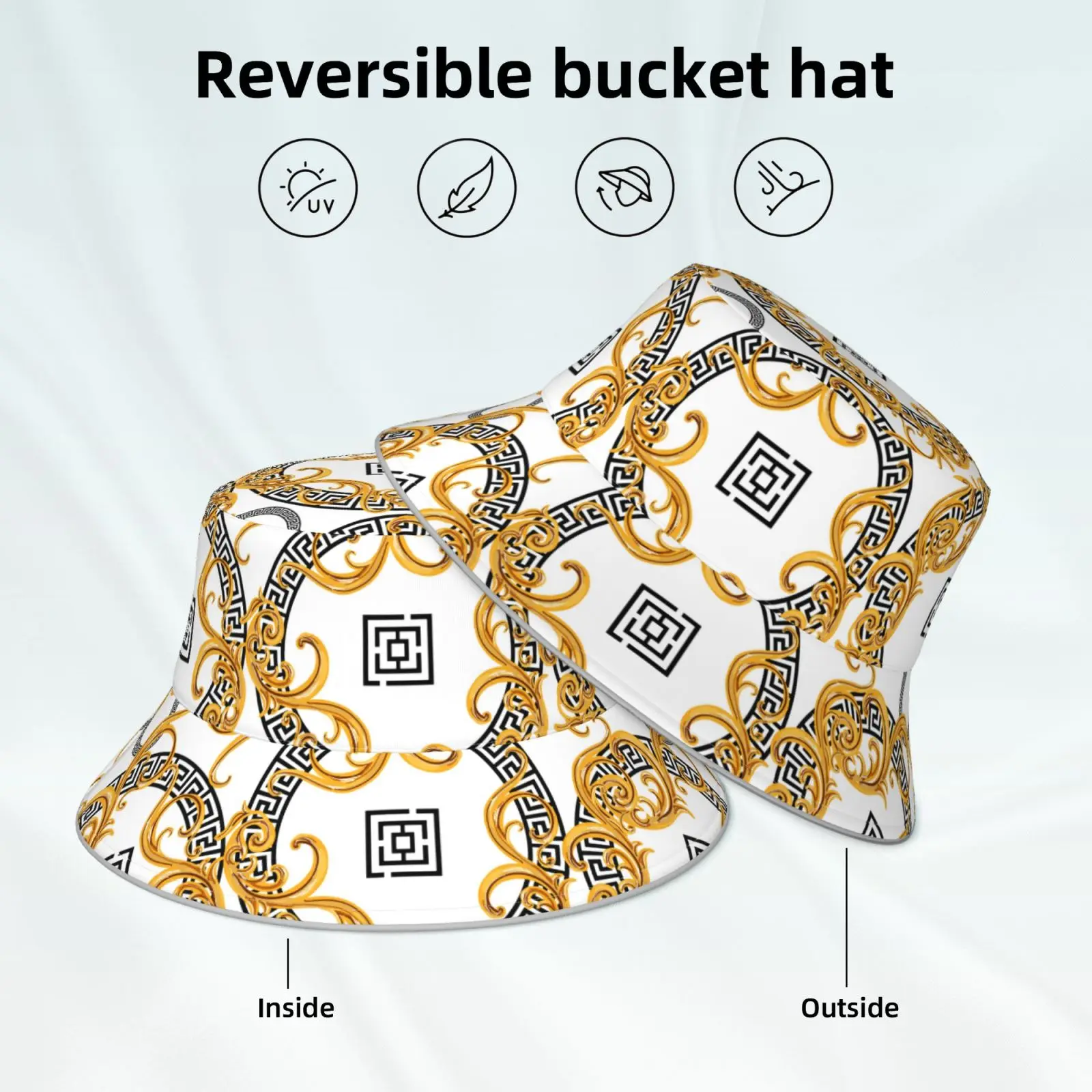 Modern Baroque Reflective Bucket Hat Summer Hats Fisherman Hat Foldable Women Men Sunscreen Shade Caps