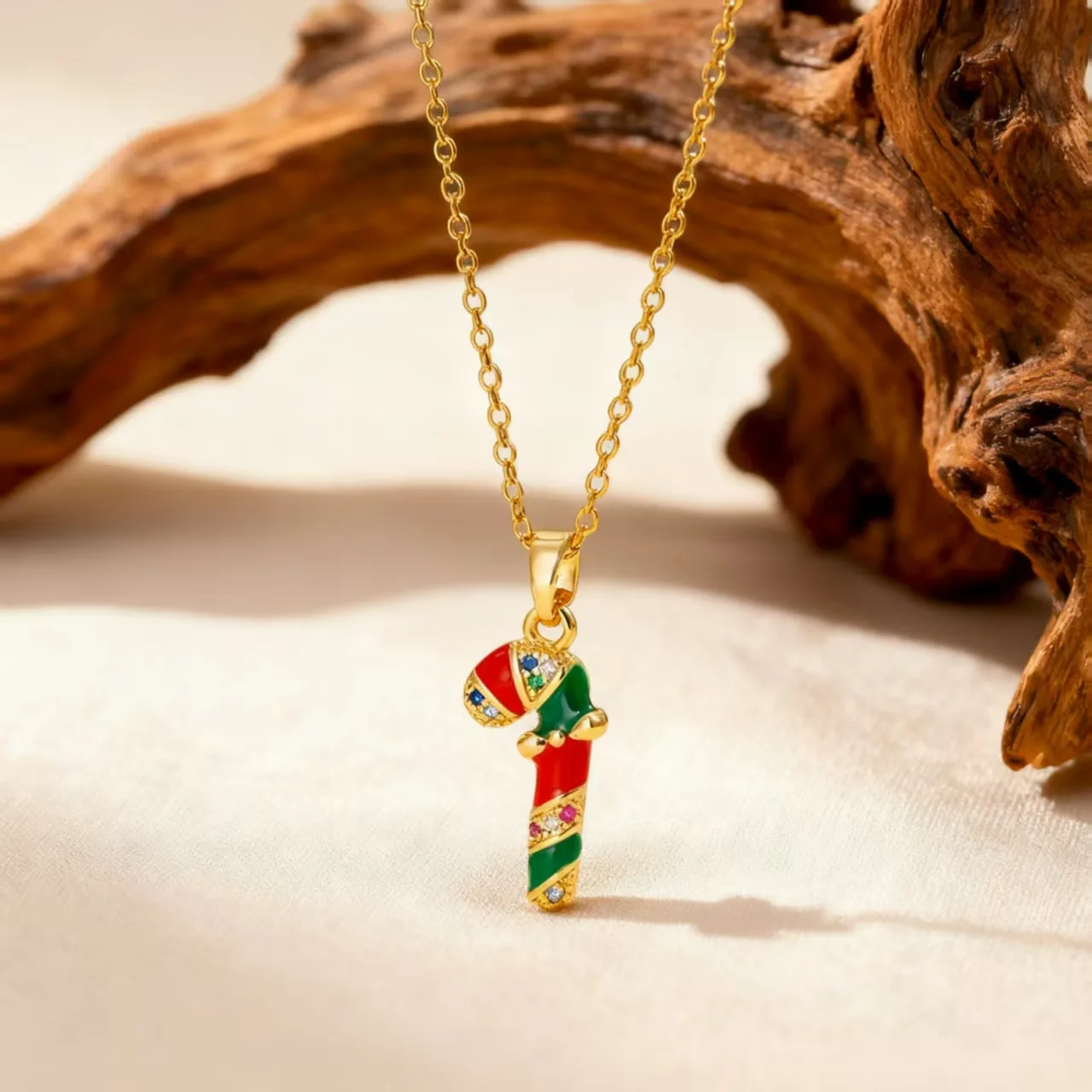 MHS.SUN قبعة شجرة عيد الميلاد سانتا كلوز قلادة القلائد موضة الفولاذ المقاوم للصدأ مطلية بالذهب مجوهرات الحفلات للنساء فتاة #4