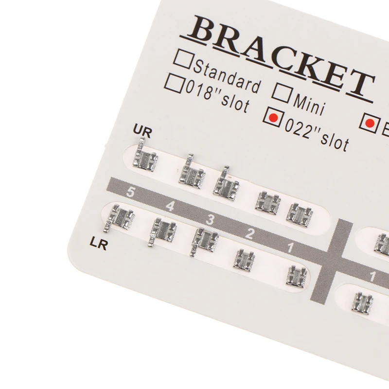 Neues 20-teiliges Set Dental-Orthodontie-Mini-Edgewise-Metallbrackets 3 mit Haken 3 4 5 mit Haken/ohne Haken – Detail 2