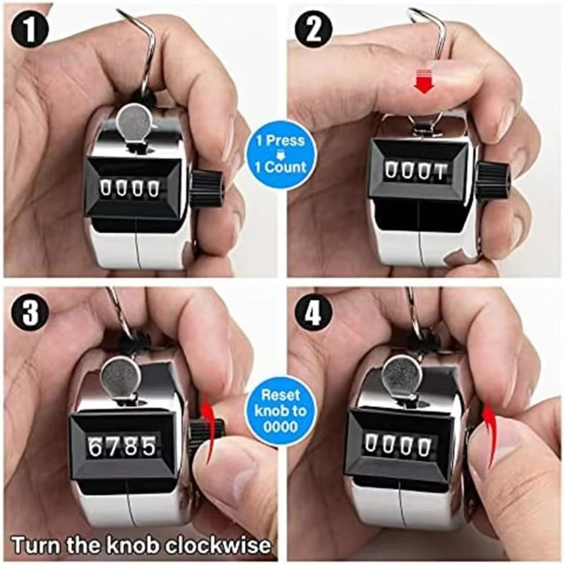 4-Digit Manual Hand Tally Counter Golf Clicker Mini Handheld Digital Mechanism for Sports Games And Training