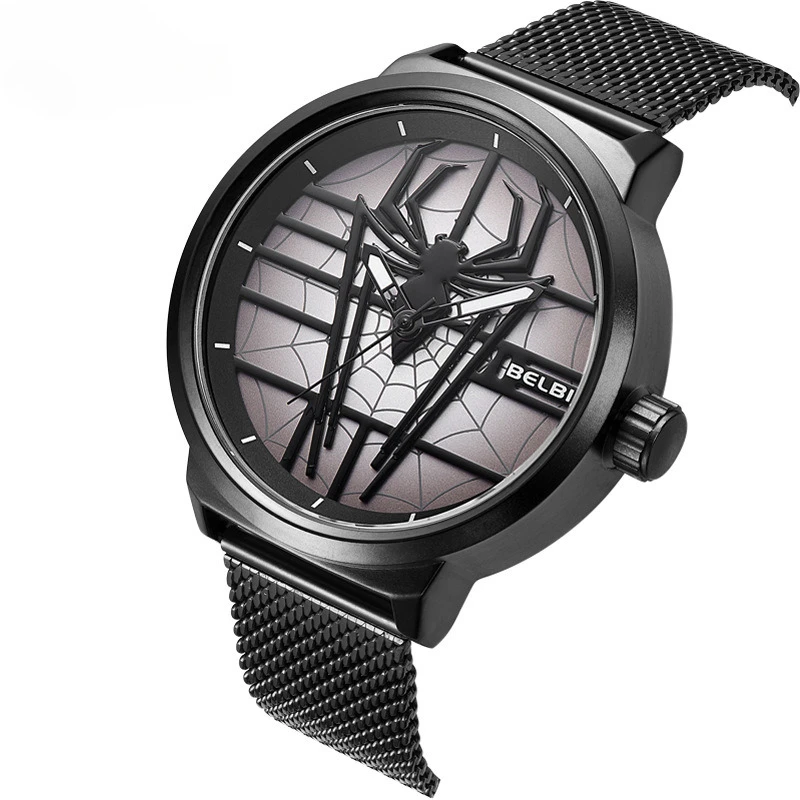 New Fashion Large Dial Cool Spider Pattern Trend Men's Steel Strap Wristwatch Watch Business Quartz Watch