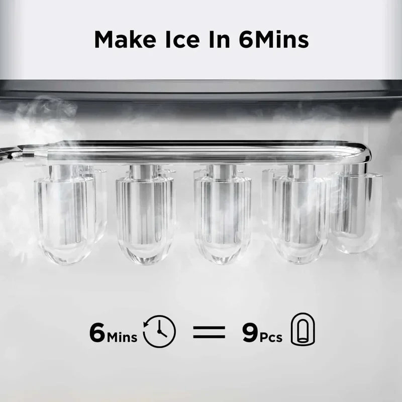 QWSilonn Ice Makers Countertop 9 Bullet Ice Cubes Ready in 6 Minutes 26lbs in 24Hrs Portable Ice Maker Machine Self-Cleaning Whi