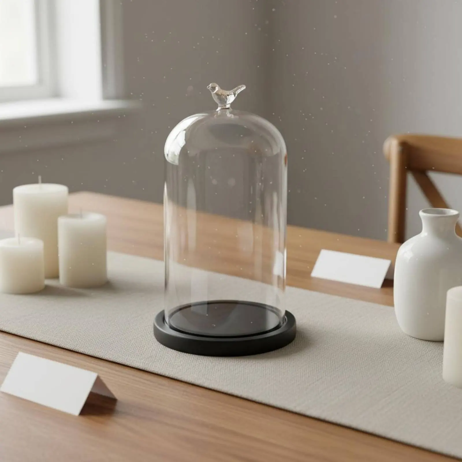 Preserved Flower Display Jar Great Gift Notion Glass Dome Display Stand Cloche Dome Jar Modern Minimalist Design for Coffee Shop