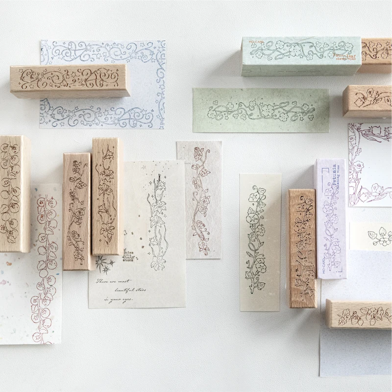 DIY Wood Stamp Rose Lily Tomato Vine Design for Scrapbooking Card Making Junk Journal Handicraft Deco Craft Supplies