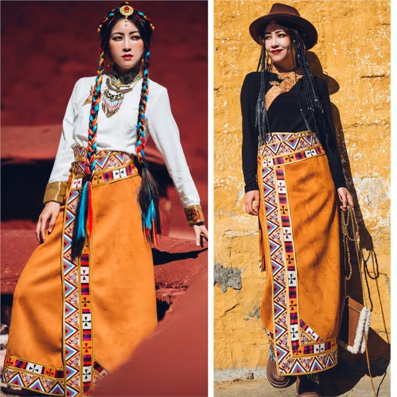 Tibetan Style Wrap Skirt Women's Strap Retro Ethnic Clothing