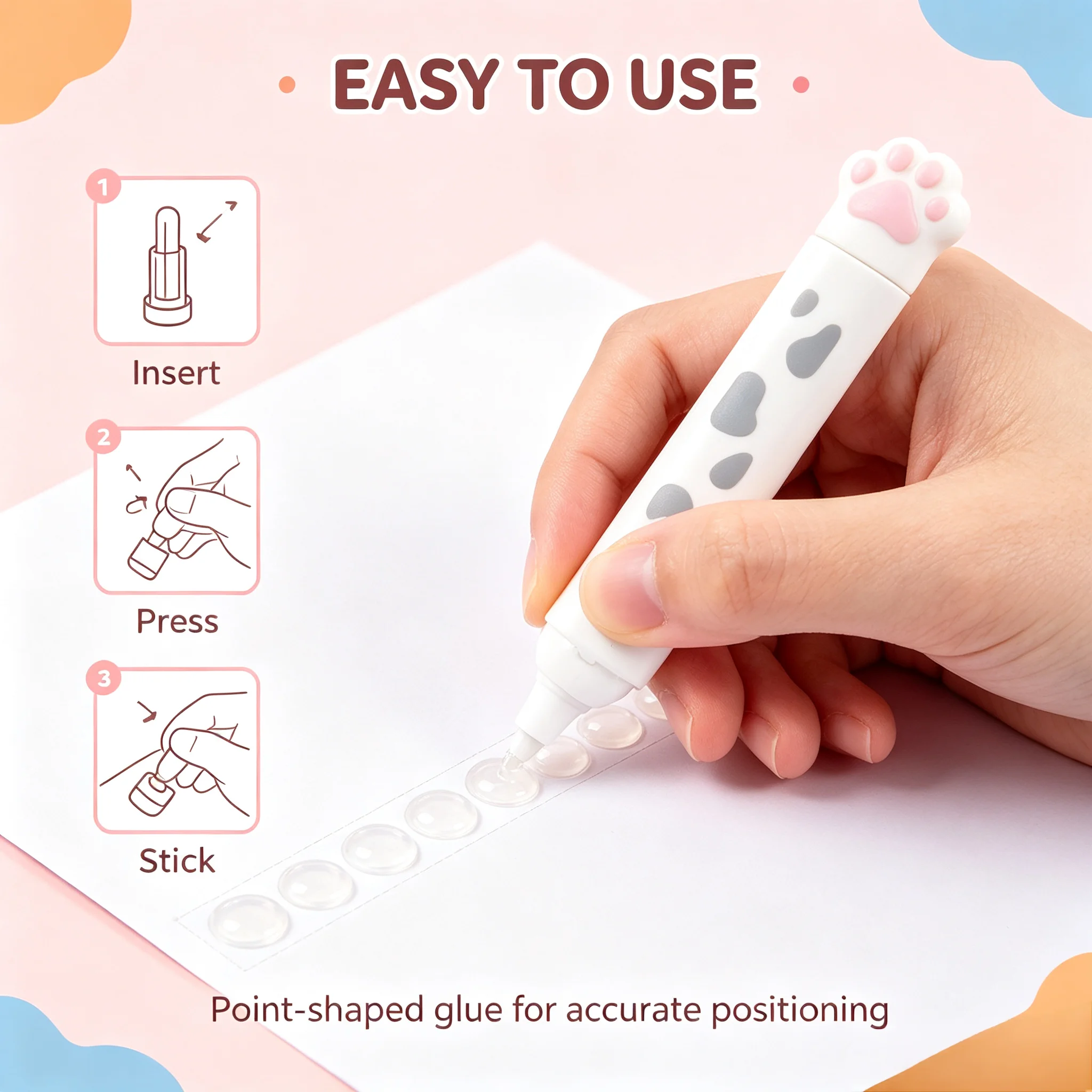 Cat Claw Correction Tape Cute Students School Accessories School Supplies 5mm * 4mCorrection Tape+ 5mm *3m Dot of Glue