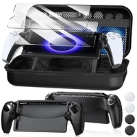 PS Portal-Kit de accesorios protectores 8 en 1, Estuche de transporte, funda de silicona suave, 4 empuñaduras para pulgar, 2 protectores de pantalla de vidrio templado HD