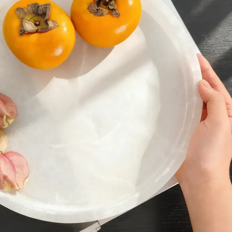 Handmade Natural White Marble Tray for Fruit Jewelry Storage High End Home Decor Light Luxury Hotel B&B Ornament Customizable