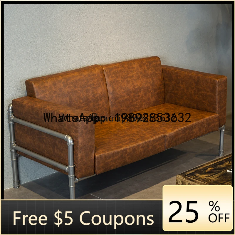 

Диван YZ в индустриальном стиле лофт, американский, из кованого железа, с обивкой из искусственной кожи, для офиса и переговорных комнат