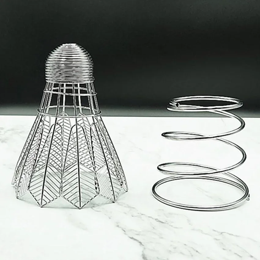 Stifthalter aus Edelstahl, kreative Badminton-Stifthalter mit Federbasis, Make-up-Aufbewahrungsregal, Desktop-Organizer, Ornamente