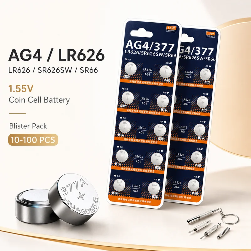 Button Cell Battery SR626SW AG4 LR626 377A V377 1.5V Alkaline Coin Cell for Watch Toy Mini Flashlight Replacement