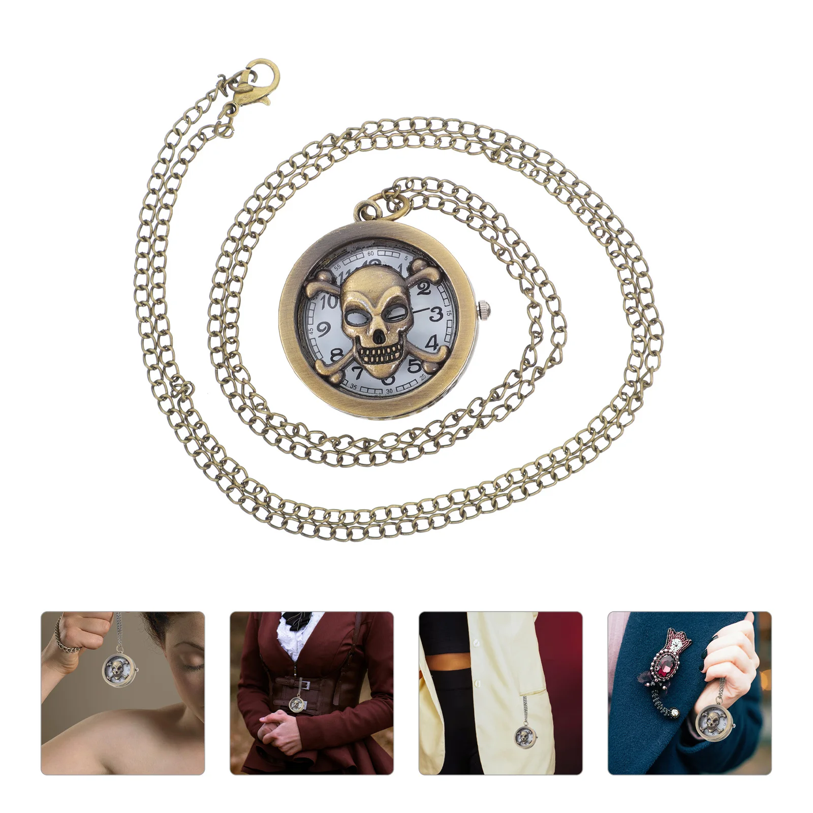 

Skull Pocket Watch Decorative Bronze Ladies Fashion Watches Decoration Personality