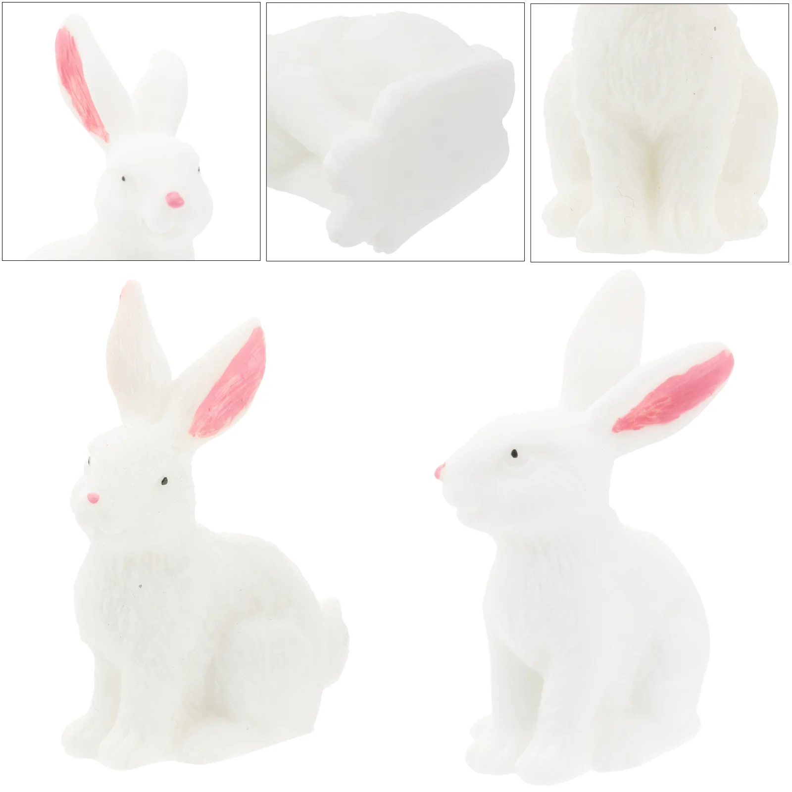 

2 Pcs Toy Micro Landscape Bunny Rabbit Model Decor Bonsai Ornament Room Lovely Adornment Decoration White DIY Crafts