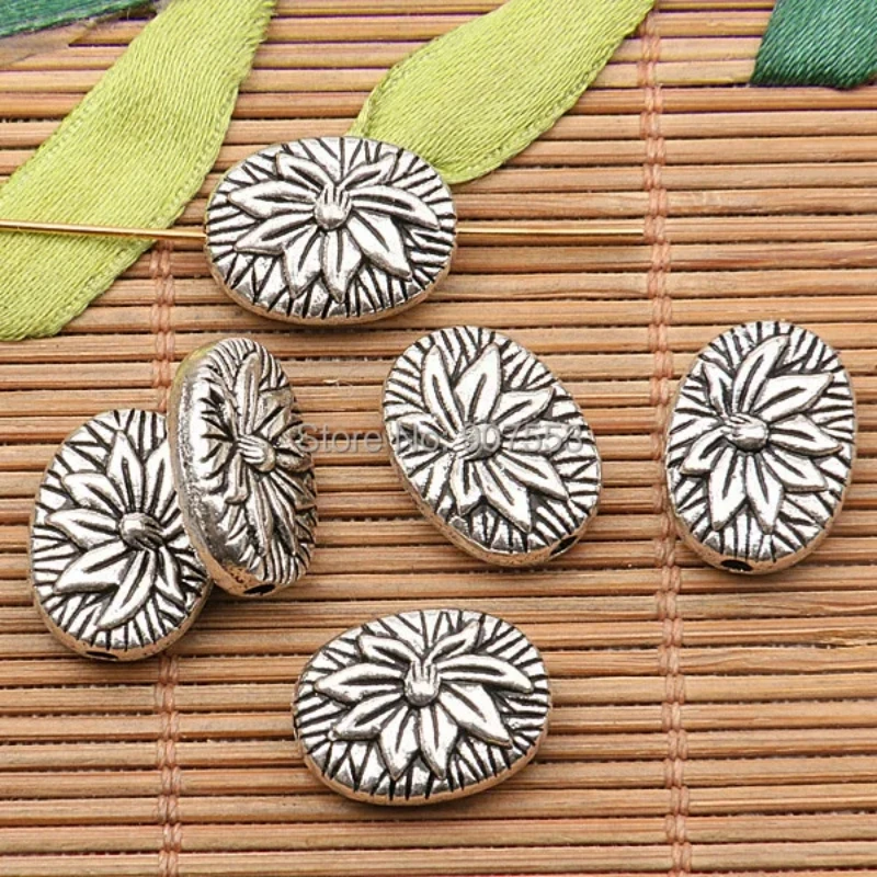 

10pcs 15*12*3mm Tibetan Silver Tone 2sided Lotus Flower Spacer Beads H0459 Beads for Jewelry Making