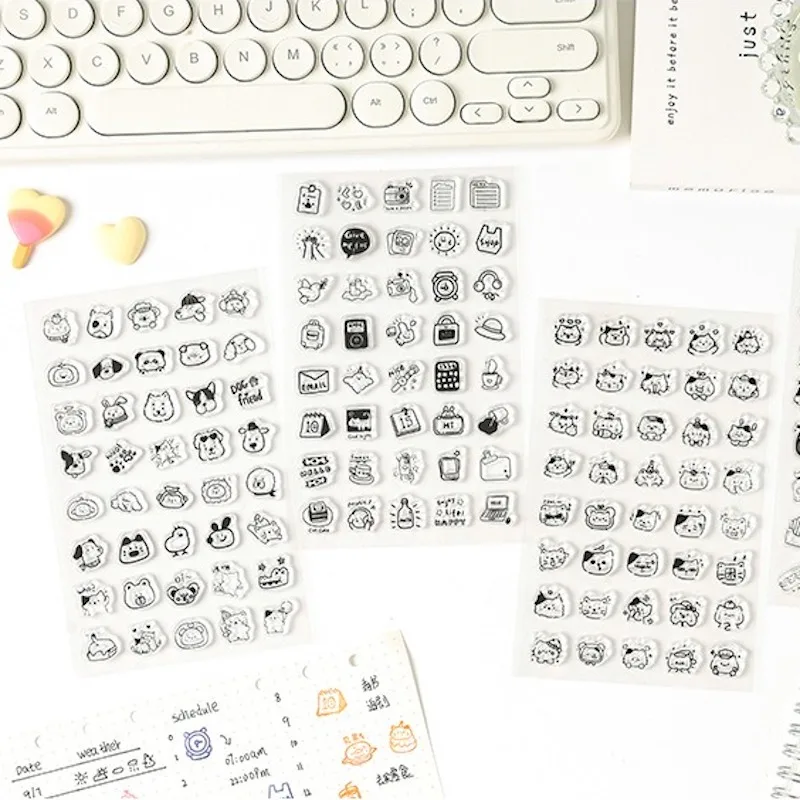 

Мини-милый символ повседневной жизни, набор прозрачных штампов, принадлежности для рукоделия для скрапбукинга, силиконовая штамповочная печать с героями мультфильмов для любителей