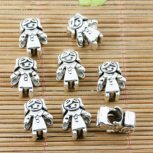 10pcs Tibetan Silver Tone Little Girl Loose Bead EF1546 Beads for Jewelry Making